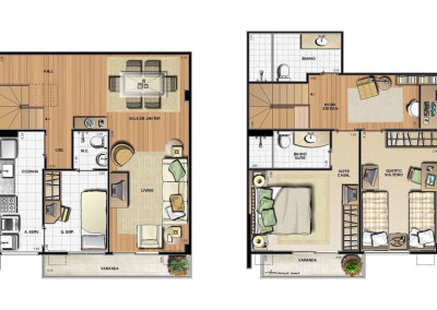 Interiores flexíveis apartamento duplex
